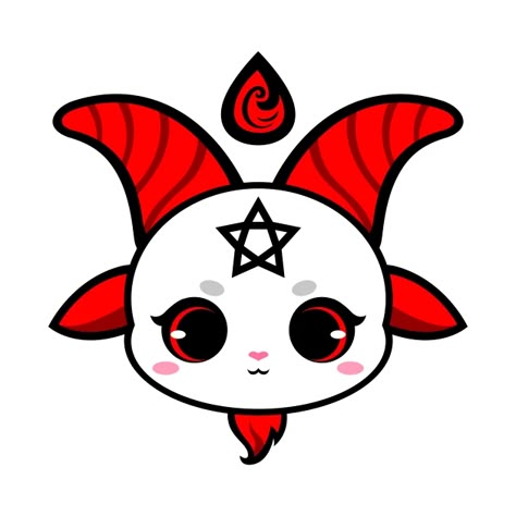 Cute Satanic Wallpaper, Cute Baphomet Tattoo, Baphomet Drawing, Cute Baphomet, Cute Demon, Cute Monsters Drawings, Y2k Stickers, Graffiti Tattoo, Pagan Art