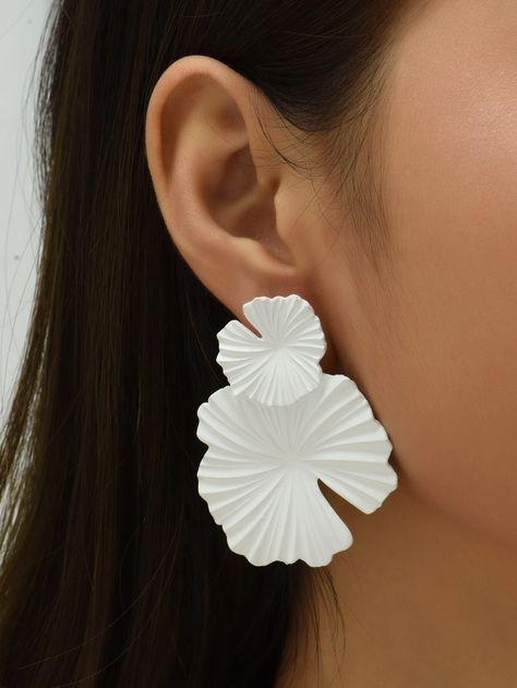 White Flower Earring, Lotus Earrings, Earring Inspo, Flower Bomb, Trendy Flowers, Lotus Leaf, Anthropologie Jewelry, Leaf Flowers, Earrings White