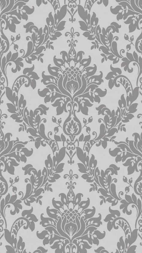 Grey Damask Wallpaper, Grey And Gold Wallpaper, Grey Floral Wallpaper, Damask Patterns, Fern Wallpaper, Tiles Wallpaper, Charcoal Wallpaper, Damask Design, Floral Pattern Wallpaper