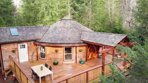 Yurt Exterior, Spiral Staircase Loft, Yurt Village, Yurt House, Mortgage Free Living, Staircase Loft, Yurt Design, Building A Yurt, Yurt Ideas