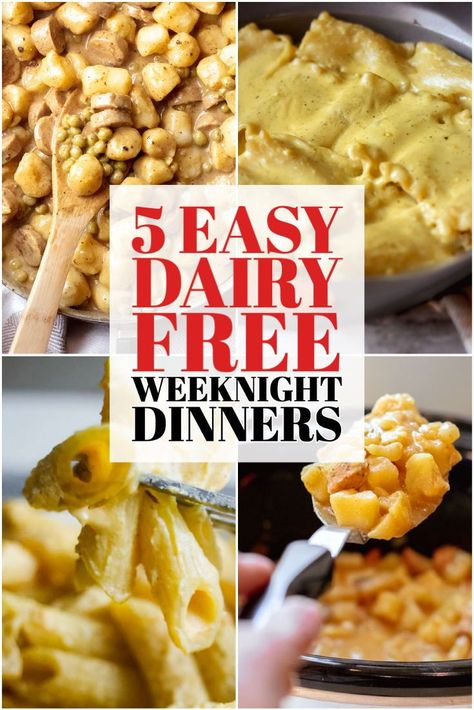 No Meat Or Dairy Meals, Dinners Without Dairy, Dairy Alternative Recipes, Lactose Free Recipes Dinner Easy, Dairy Free Dinners For Family, Dairyfree Dinner Recipes, Dairy Free Dinners Easy, Non Dairy Crockpot Meals, Dinner Ideas No Dairy