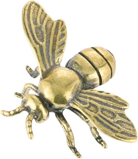 IMIKEYA Gold Bee Figurines: Vintage Brass Bee Statues Decorative Brass Animal Ornament DIY Craft Small Brass Metal Bee Desktop Ornament for Rustic Office Home Decor Wall Art Gift Rustic Office, Brass Animals, Brass Ornaments, Brass Figurines, Brass Statues, Gold Bee, Bee Decor, Animal Ornament, Old Antiques