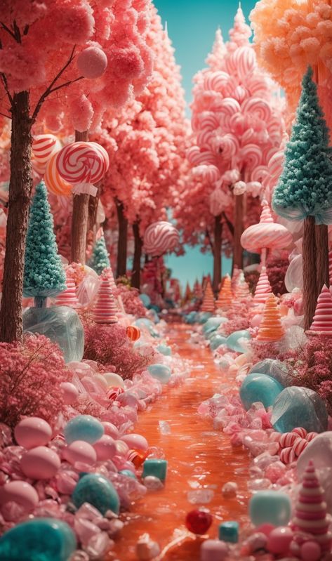 #candy #world #dreamy #lovely #cocolate #sweet #dream #marshmellow #jelly #concept #imagination Candy World Aesthetic, Candy World Illustration, Candyland Aesthetic, Candy City, Candy Furniture, Candy Forest, Candyland Games, Land Of Sweets, Candy World