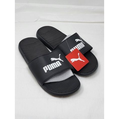 Puma Cool Cat Slide Men's Black Casual Sandals 371023-01. Size 12 Puma Flip Flops, Puma Sandals, White Slides Sandals, Mens Slide Sandals, Mens Sandals Casual, Camo Men, Men Slides, Puma Rs, Shoes Puma