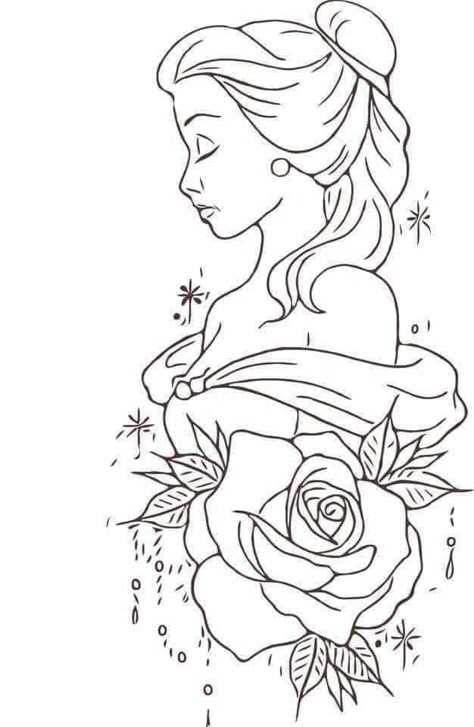 Beauty And The Beast Drawing, Disney Sleeve Tattoos, Beauty And The Beast Tattoo, Illusion Tattoos, Optical Illusion Tattoo, Disney Princess Tattoo, Disney Princess Colors, Disney Drawings Sketches, Disney Princess Coloring Pages