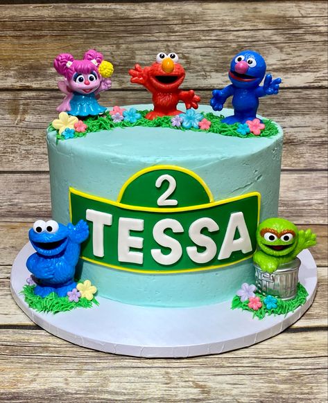 Small Sesame Street Cake, Sesame Street Cake And Cupcakes, Sesame Street Birthday Cake Buttercream, Sesame St Cake, Sesame Street Cake Diy, Simple Sesame Street Cake, Sesame Street Sheet Cake, Sesame Street Cakes, Sesame Street Cake Ideas