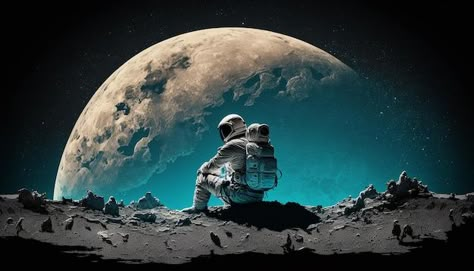 Astronaut Wallpaper Landscape, Astronaut Wallpaper For Pc, Astronaut Laptop Wallpaper, Astronaut Background, Astronaut On Moon, Planet Background, Astronaut Images, Landing Space, Visual Video