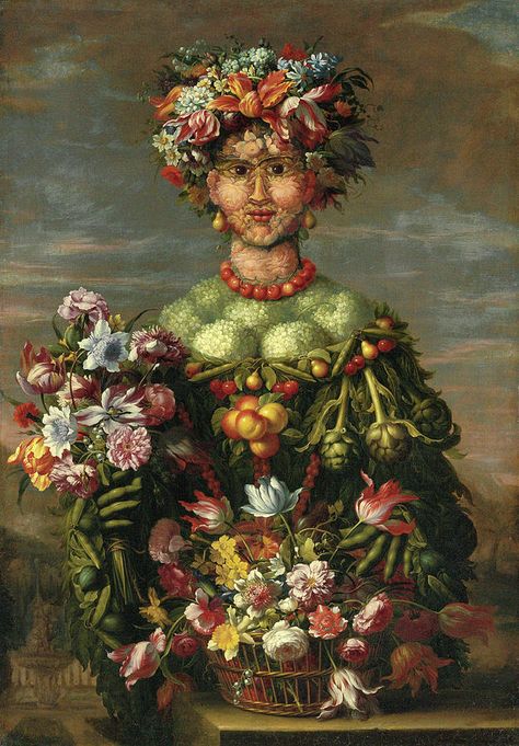 Primavera, Giuseppe Arcimboldo Giuseppe Arcimboldo, Canvas Print, Fruit, Canvas, Flowers, Hair, Art