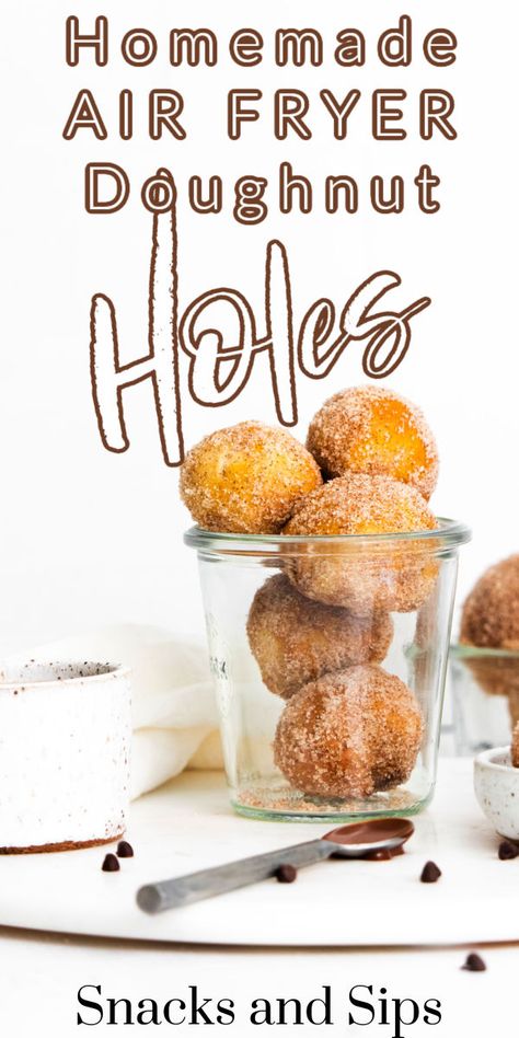 Cresent Roll Donut Recipe Air Fryer, Homemade Donut Holes Air Fryer, Donut Holes In Air Fryer, Air Fryer Cinnamon Donut Recipes, Healthy Air Fryer Donut Holes, Air Fryer Donut Holes Recipes, Homemade Donuts Air Fryer, Air Fryer Mini Donut Recipes, Doughnut Recipe Airfryer