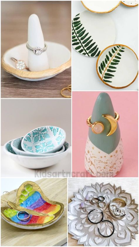 Easy DIY Air Dry Ring Holder Crafts Diy Ring Holder Dish, Air Dry Clay Ring Holder, Diy Ring Holder, Ring Holder Diy, Cactus Ring, Different Types Of Painting, Diy Dish, Diy Ring, Hand Building