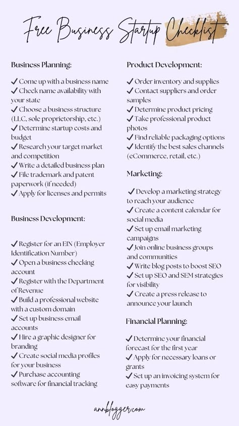 How to Start a Business: FREE Business Startup Checklist Small Business Startup Checklist, Opening A Small Business Checklist, Steps To Creating A Business, First Steps To Starting A Business, New Business Checklist, Business Startup Checklist, Project Checklist, Startup Checklist, Starting A Business Checklist