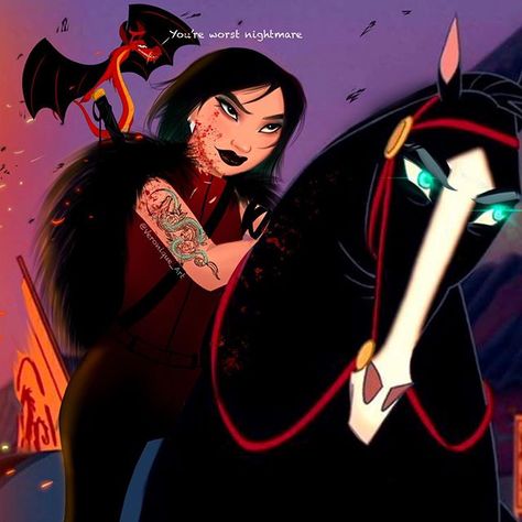 Mulan joins the Huns 😈🐉 Thank you so much for the ideas! I love them all 🥰 Can’t wait to draw another one 🙌🏾 #disney #disneyart #drawing… Evil Disney Princesses, The Huns, Goth Disney Princesses, Evil Princess, Disney Punk, Goth Disney, Dreamworks Characters, Best Halloween Movies, Disney Horror