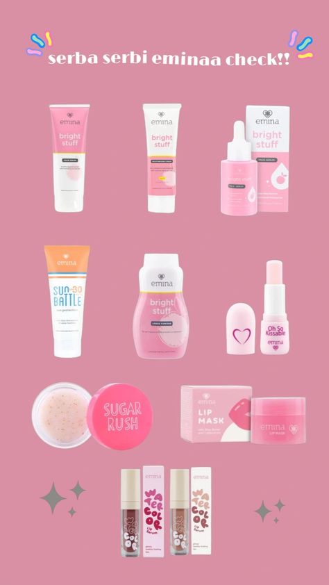 emina loversss!!!💘 Emina Lip Serum, Urutan Skincare Emina Bright Stuff, Emina Skincare Set, Produk Emina Skincare, Urutan Skincare Emina, Produk Emina, Skincare Emina, Celebrity Skin Care, Acne Prone Skin Care