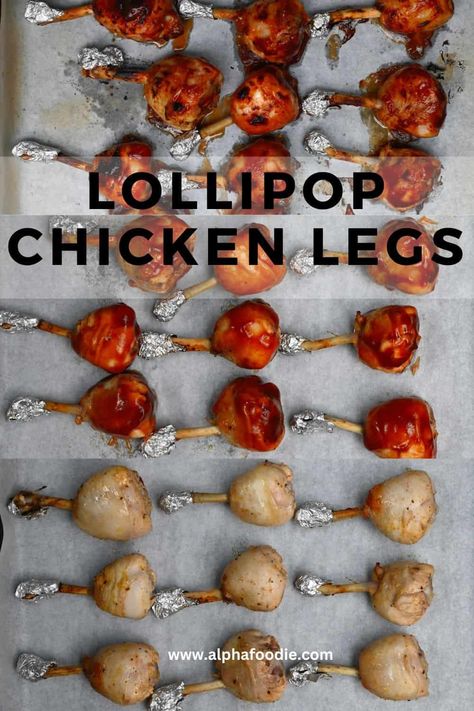 Crispy, juicy, and perfectly baked (not fried), these easy lollipop drumsticks make for an easy appetizer and impressive party food any time of the year. Lollipop Chicken Drumsticks, Lollipop Drumsticks, Lollipop Chicken, Chicken Lollipops, Drumstick Recipes, Food Appetizers, Game Day Snacks, Best Chicken, Chicken Drumsticks