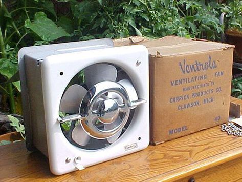 Beautiful Ventrola kitchen exhaust fan - NOS woddity - Kitchen Exhaust Fan Ideas, Kitchen Exhaust Fan, Ranch Interior, Fan Kitchen, Unfitted Kitchen, Midcentury Kitchen, Kitchen Fan, Wall Exhaust Fan, Exterior Kitchen