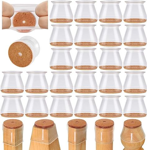 24 Pcs Chair Leg Floor Protectors for Hardwood Floors Silicone Covers to Protect Wood Tile Floors Felt Pads Furniture Leg Caps Non Slip Reduce Noise (Large-Clear) - - Amazon.com Chair Leg Floor Protectors, Furniture Leg, Wood Tile Floors, Felt Cover, Round Chair, Floor Protectors, Chair Legs, Wood Tile, Furniture Legs