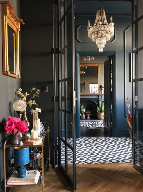 Suszi Saunders Dark and Dramatic Home Kardashian House Interior, Kardashian House, House Interior Design Ideas, Ikea Black, Ikea Pictures, Dark Grey Kitchen, Hague Blue, Dark Grey Walls, Living Etc