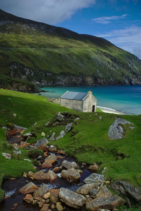 meleeofthemind: “ wanderthewood: “ Keem Bay, Achill Island, Mayo, Ireland by fintanbrowne ” Here. Let me go here. Read in the rain by the fireplace and drink hot coffee and tea. Watch the storm from my window and take a walk as the waves crash and... Achill Island, Mayo Ireland, County Mayo, Irish Landscape, Irish Cottage, Into The West, Irish Quotes, Ireland Landscape, Ireland Vacation