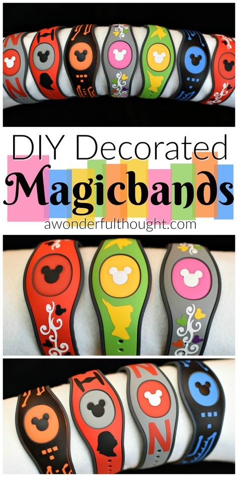 Disney Crafts Diy, Magic Bands Decorated, Disney Bands, Magic Band Decals, Disney Magic Bands, Disney Ideas, Magic Bands, Disney World Planning, Disney Designs