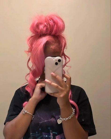 Pink Ponytail, Pink Hair, Hair, Pink