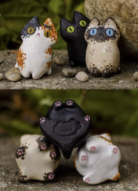 Ceramic Cats, Clay Figurines, Sculpture Art Clay, Clay Diy Projects, Cute Polymer Clay, Clay Animals, Cute Clay, Clay Art Projects, Clay Figures