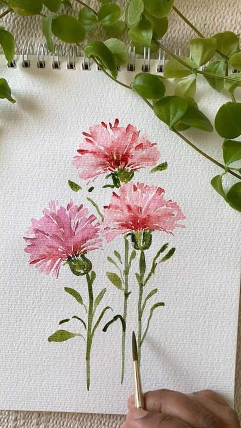 Learn Watercolor Painting, Watercolor Flowers Tutorial, Watercolor Paintings For Beginners, Diy Watercolor Painting, Watercolor Paintings Easy, Watercolor Flower Art, Watercolor Painting Techniques, 수채화 그림, Painting Ideas On Canvas