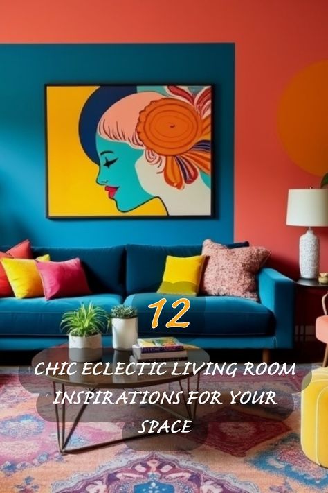 I'm absolutely in love with this vibrant and eclectic living room! The blend of rich teal and playful orange creates such an inviting atmosphere. The colorful cushions add the perfect touch of warmth, while the artwork brings a unique personality to the space. Here are 12 chic inspirations to help you transform your living room into a stylish haven! Minimalist Eclectic Living Room, Contemporary Eclectic Living Room, Eclectic Modern Living Room, Eclectic Living Room Ideas, Regency Bedroom, Hollywood Regency Bedroom, Eclectic Living Room Design, Colourful Interiors, Colorful Cushions