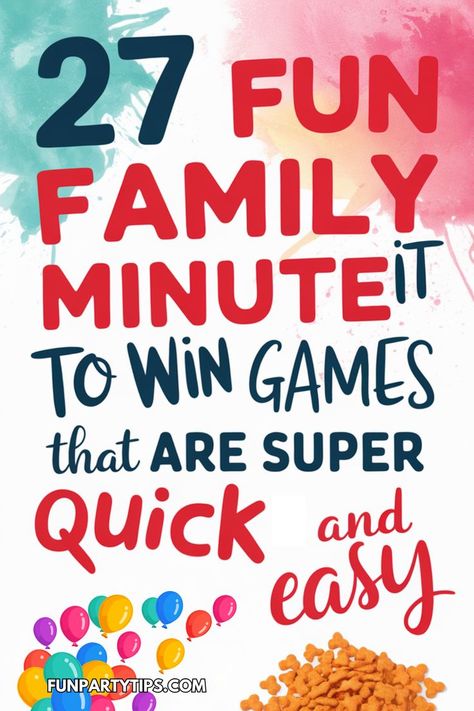 Need last minute family fun night entertainment? These hilarious 27 Minute to Win It games will have everyone laughing! From balancing cookies on foreheads to cup-stacking challenges, these quick and easy games need minimal prep and everyday items. Perfect for birthday parties, holiday gatherings, or any game night. Easy Family Games, New Year's Eve Games For Family, Minute To Win It Challenges, Games For Game Night, Easy Party Games, New Years Eve Games, Family Challenge, Minute To Win, Minute To Win It Games