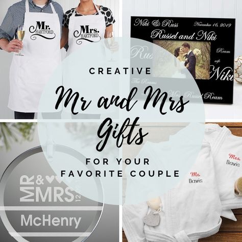 Searching for Mr and Mrs gifts to give to a couple? Our list of Mr and Mrs gifts will help you find the perfect gift no matter the occasion! #giftguides #mrandmrs #weddinggifts #anniversarygifts #findinista Mr And Mrs Wedding Gifts, Mr And Mrs Gifts Ideas, His And Her Gifts, Mr Mrs Gift, Gifts For Married Couple Newlyweds, Mr And Mrs Gifts, Best Wedding Gifts For Couple Newlyweds Presents, Mr & Mrs Gift Ideas, His And Hers Christmas Gifts