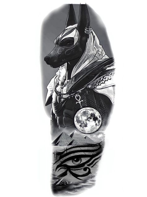 Anubis Tattoo, Full Leg Tattoos, Egyptian Tattoo, Werewolf Art, Best Sleeve Tattoos, Custom Tattoo Design, Leg Tattoos, Wolves, Tattoo Design