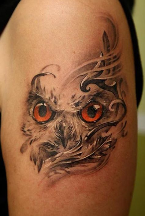 Pretty Owl Tattoo An Owl Tattoo, Mens Owl Tattoo, Owl Tattoo Meaning, Cute Owl Tattoo, Vogel Tattoo, Tier Tattoo, Awesome Owls, Kunst Tattoos, Muster Tattoos