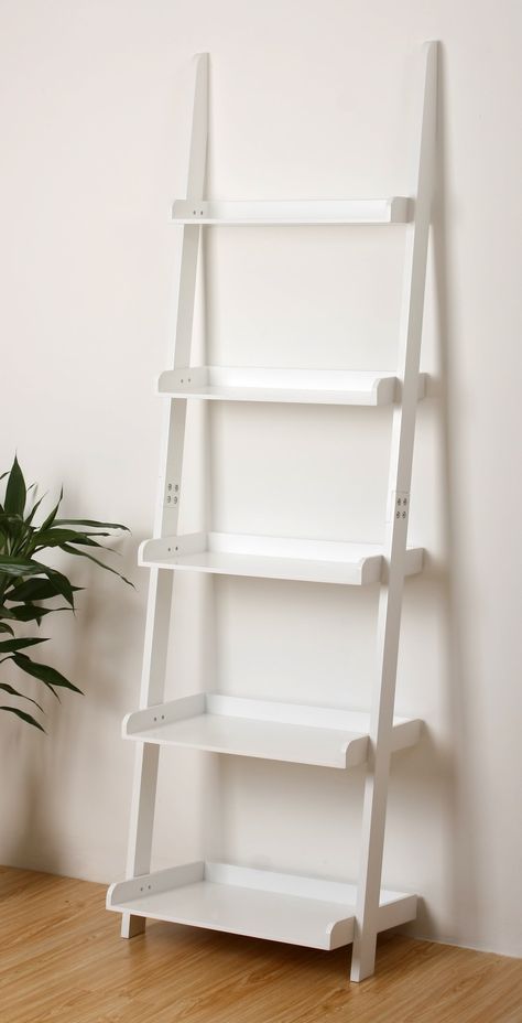 Arrives by Wed, Jan 11 Buy eHemco 5 Tier Leaning Wall Book Shelf, 70 Inches, White at Walmart.com Decorate Guest Bedroom, Bookish Bedroom Ideas, Shades Of Blue Aesthetic, White Ladder Bookshelf, Bookish Bedroom, Wall Book Shelf, Leaning Ladder Shelf, Leaning Shelf, Vintage Plants