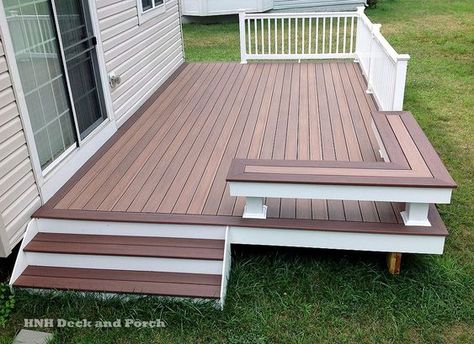 Low Maintenance Decks Low Deck Designs, درج السلم, Backyard Patio Deck, Building A Porch, Patio Deck Designs, Wooden Deck, Deck Designs Backyard, Porch Area, Decks Backyard