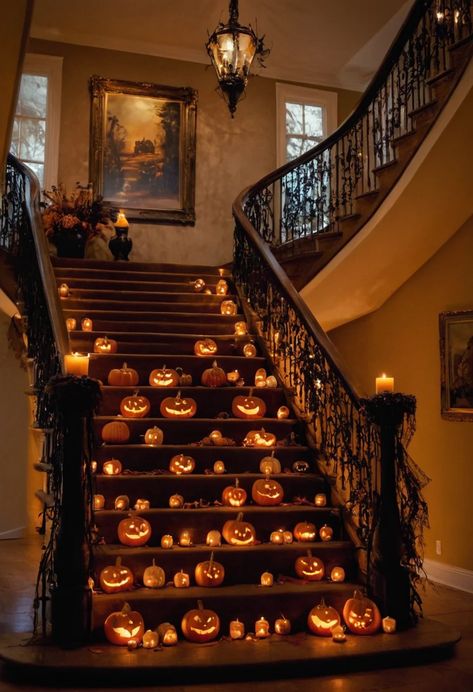 Are you already thinking about #Halloween? I mean, who can blame you? Halloween is just that time of year when things get #spooky, #fun, and, let’s be honest, a little bit #crazy! #decor #halloweendecor #scarydecor #halloweendecoration Halloween Decor Staircase, Halloween Stairs, Halloween Staircase, Halloween Hallway, Crazy Decor, Creative Halloween Decorations, Spooky Home, Scary Decorations, About Halloween