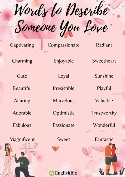 Your someone special is always waiting to listen to those magical words from you which is enough to make their day wonderful. Try these special words to describe someone you love and make their day. Loves Aesthetic, Words To Describe People, Magical Words, Describe Someone, Words To Describe Someone, Make A Character, Vocabulary Building, Special Words, Sweet Words