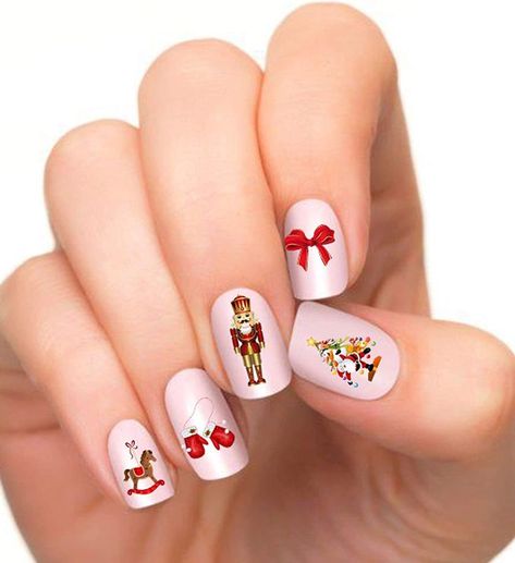 Christmas Nails Nutcracker, Nutcracker Nail Art, Nutcracker Nails, Festive Manicure, Christmas Nail Stickers, Green Nail Art, Nail Art Decals, Seasonal Nails, Y2k Summer