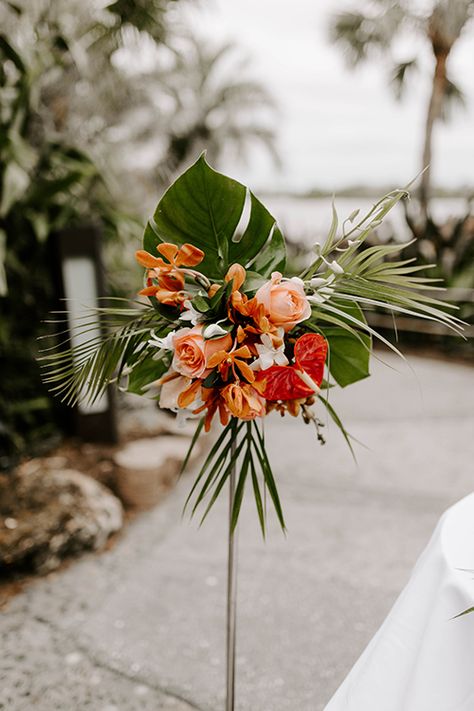 Tropical Wedding Color Palette, Polynesian Wedding, Bird Of Paradise Wedding, Tropical Bridal Bouquet, Barbados Wedding, Tropical Centerpieces, Tropical Wedding Inspiration, Paradise Wedding, Orange Bouquets