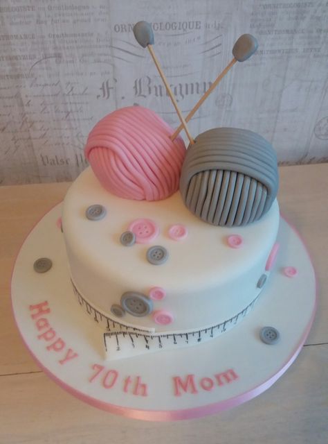 Knitting Cake Design, Knitting Cake, Birthday Cake For Women Simple, Sewing Cake, Ankle Tattoos, 60th Birthday Cakes, 16 Birthday Cake, Birthday Cakes For Women, Creative Birthday Cakes