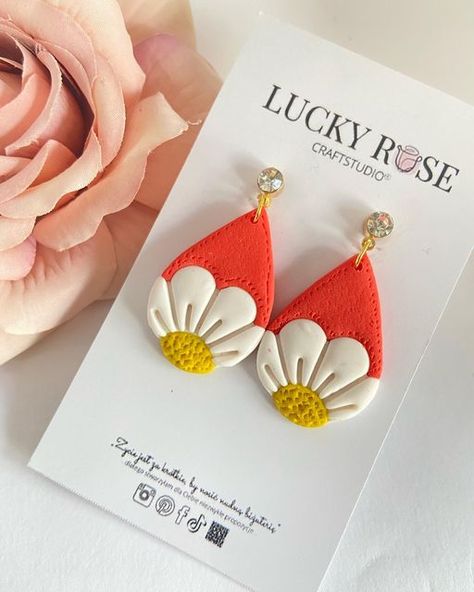 Coral Clay Earrings, Homemade Earrings Clay, Coral Clay, Diy Necklace Making, Homemade Earrings, Earrings Clay, Teardrop Dangle Earrings, Necklace Making, Polymer Clay Pendant