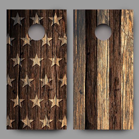 PRICES MAY VARY. NO CORN HOLE BOARDS INCLUDED-SUPPLY YOUR OWN BOARDS Choose laminated or non-laminated 7+ years of outdoor durability with laminated version Combo set 1 wrap of each style included Air Egress vinyl for bubble free easy installation in about 10 minutes PAY ATTENTION!  YOU MUST CHOOSE HOW YOU WANT THEM FINISHED! LAMINATED OR NON-LAMINATED!   Distressed Stars and Stripes on Wood Combo Cornhole Board Decal Wraps  All cornhole board decal wraps are not created equal and not everyone o Wood Background Design, Diy Cornhole Boards, Cornhole Board Decals, Cornhole Boards Designs, Corn Hole Boards, Cornhole Board Wraps, Cornhole Designs, Cornhole Decals, Cornhole Wraps