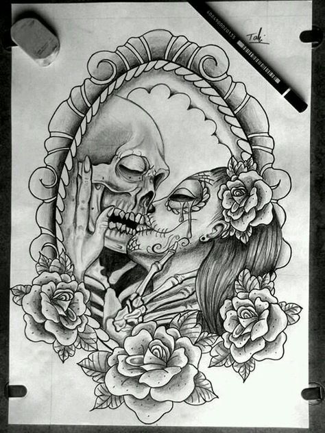 Half Skull Face, Skull Couple Tattoo, Catrina Tattoo, Skull Sketch, Skull Coloring Pages, Kunst Tattoos, Chicano Tattoos, Sugar Skull Tattoos, Desenho Tattoo