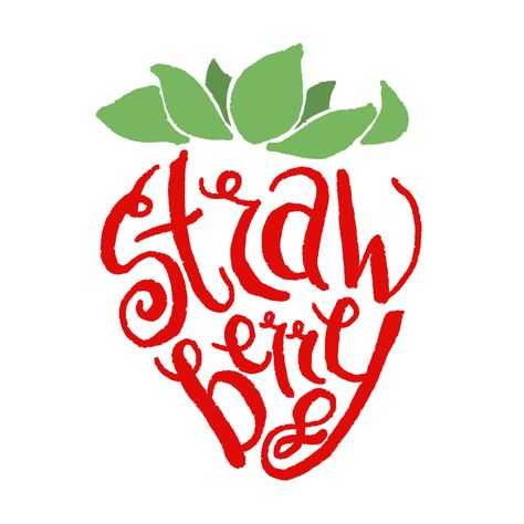 Strawberry Illustration Design, Berry Logo Design, Strawberry Logo Design, Strawberry Font, Strawberry Logo, Tea Time Illustration, Strawberry Graphic, Girls Night Games, Grocery Sign