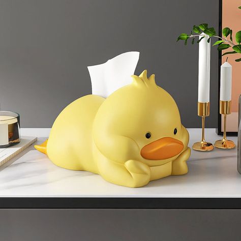 Cream style cute duck tissue box living room entrance bedroom dining room desktop home creative healing paper boxProduct Details-Name: Cute duck tissue box-Material: resin-Size: 16*18*28cm-Color: yellow, beige, white-Packaging: 1/packRecommended to buy Square Crystal Table Lamp Retro Egg Tart Table Lamp Cute Duck Decor, Rubber Duck Decorating Ideas, Duck Room Decor, Duck Bedroom, Duck Furniture, Duck Accessories, Creative Objects, Ducky Duck, White Packaging