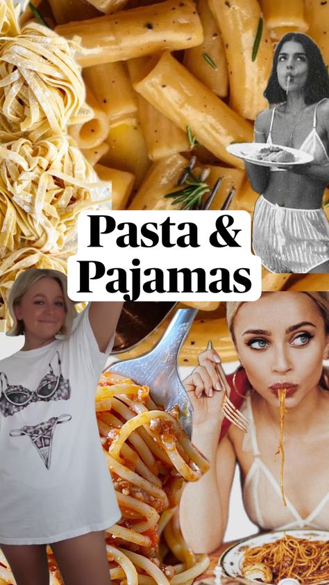 Bachelorette Party Ideas: Pasta and Pajamas! Have a night in and cook pasta in your pjs with your besties! #bride #bachelorettetheme #bacheloretteparty #bacheloretteweekend #bachelorettepartyideas Adult Pajamas Party, Pjs Party, Toppings Bar, Pizza Girls, Pasta Party, Bridal Pajamas, Galentines Party, Girls Night Party, Pasta Night