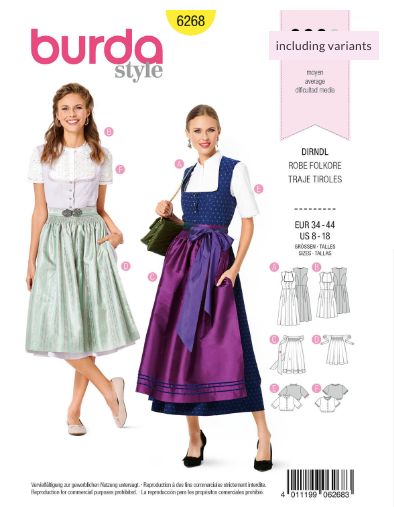 Burda Catalog Patterns Fall/Winter 2019 – Doctor T Designs Dirndl Pattern, Bavarian Costume, Burda Sewing Patterns, Dirndl Blouse, Burda Patterns, Costume Sewing Patterns, Dirndl Dress, Costume Patterns, Apron Dress