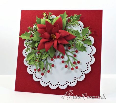 White Christmas Card, Poinsettia Cards, Simple Christmas Cards, Holly Christmas, Homemade Christmas Cards, Christmas Card Crafts, Printable Christmas Cards, Diy Christmas Cards, Christmas Cards To Make