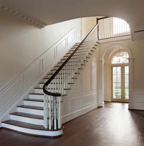 Classic Georgian - William T. Baker | Award-Winning Classical Residential Designer Colonial Stairs, Colonial Entrance, Colonial Foyer, Colonial Staircase, Classic Staircase, Staircase Interior, Modern Georgian, Georgian Doors, Staircase Interior Design