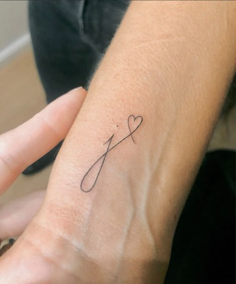 Small Initial Tattoo Placement, Jack Tattoo Name, Tattoos For Your Husband, Husbands Initials Tattoo, Husband Initial Tattoos For Women, Initial J Tattoo, Husbands Name Tattoo, Jay Name Tattoo, Cursive J Tattoo