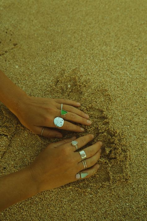 Utah Girl Jewelry, Gem Studio Rings Utah, Salted Granola Jewelry, Granola Girl Earrings, Granola Rings, Beach Jewelry Aesthetic, Granola Girl Jewelry, Beach Rings, Surf Jewelry