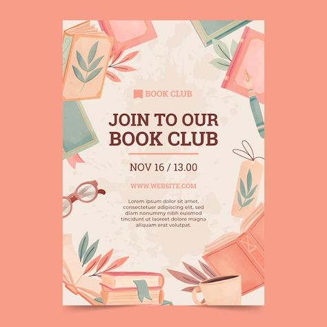 Book Club Poster Design, Book Club Design, Book Club Flyer, Book Club Poster, Summer Book Club, Library Posters, Poster Template Free, Summer Book, Club Poster